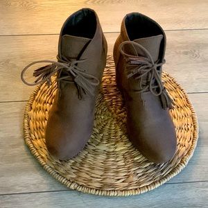 Brown lace up ankle booties